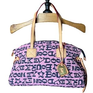 Dooney & Bourke LARGE Pink Logo Y2K inspired tote shoulder purse leather canvas